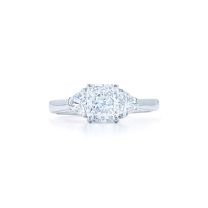 Engagement Ring with a Radiant Diamond & Side Stones in Platinum