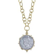 Erica Courtney "Liberty" US Coin and Diamond Pendant on "Super Cool" Chain Necklace