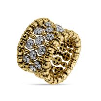 Hulchi Belluni 20166 'Tresore' Yellow Gold & 105 Diamonds Stretch Ring