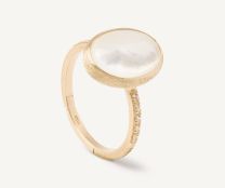 Marco Bicego AB610-B-MPW-Y "Siviglia" 18K Gold Mother of Pearl Ring with Diamond Pave Shank