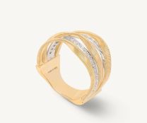 "Marrakech" 18K Gold 5-Band Coil Ring with Diamonds