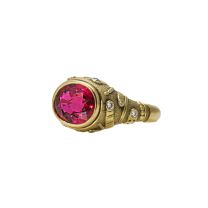 Alex Sepkus R-152MD "Sea Grass" Yellow Gold Oval Center Stone and Diamond Ring Mounting - Pink Tourmaline