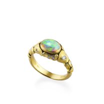 Alex Sepkus R-217 Turtle Yellow Gold Opal and Diamond Ring