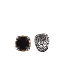 Konstantino MAMK58-120 Color Classics Sterling Silver and 18K Gold Onyx Cufflinks