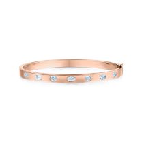 Kwiat B-19521-0-DIA-18KP Stackable Slim Bangle with Mixed Shape Diamonds in 18K Rose Gold