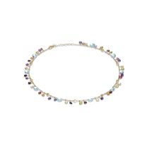 Marco Bicego CB2584-E-MIX01T-Y "Paradise" 18K Yellow Gold Blue Topaz and Mixed Gemstone Single Strand Necklace