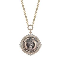 Erica Courtney "Dia De Los Gorgeous Sandy" with Diamonds on "Oval" Chain Necklace