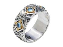 Dome Sterling Silver and 18K Gold Blue Spinel Ring