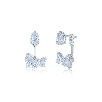 Kwiat E-2769-0-DIA-18KW American Beauty Front-Back Large Earrings with Diamond Clusters