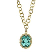 "Paradise" Mint Tourmaline Pendant on "Super Cool" Chain Necklace