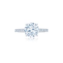 Kwiat F-17691A-0-DIA-PLAT Kwiat Setting Round Brilliant Diamond Engagement Ring with Thin Pave Diamond Band in Platinum