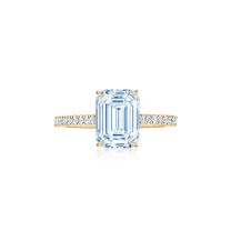 Kwiat F-17691E-0-DIA-18KY Kwiat Setting Emerald Cut Diamond Engagement Ring with a Thin Pave Diamond Band in 18K Yellow Gold