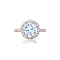 Kwiat Setting Round Brilliant Diamond Engagement Ring with Pave in 18K Rose Gold