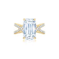 Kwiat F-17852AK-0-DIA-18KY Fidelity Engagement Ring with an ASHOKA® Diamond and Pave Band in 18K Yellow Gold