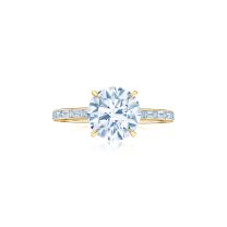 Kwiat F-30229A-0-DIA-18KY Engagement Ring with a Compass Set Round Brilliant Diamond & Baguette Band in 18K Yellow Gold