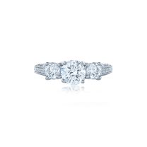 Kwiat F-17505A-0-DIA-PLAT Vintage Style Engagement Ring with 3 Round Diamonds & Pave in Platinum