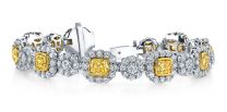 McCaskill & Company Signature Collection Platinum and 18K  Yellow Gold White and Yellow Diamond Flower Bracelet