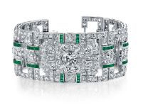McCaskill & Company Signature Collection Diamond and Green Emerald Art Deco Bracelet