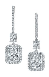 McCaskill & Company Signature Collection Diamond Earrings with Radiant Diamond Drop