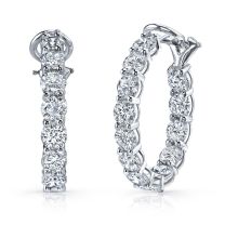 McCaskill & Company Signature Collection 18K White Gold Diamond Hoop Earrings