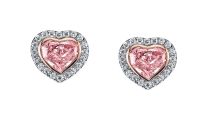 McCaskill & Company Signature Collection JER173 Platinum and 18K Rose Gold Diamond Halo and Pink Diamond Heart Earrings