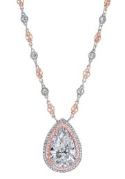McCaskill & Company Signature Collection DC910137 Platinum and 18K Rose Gold Pear Shape Diamond and Pink Diamond Pendant