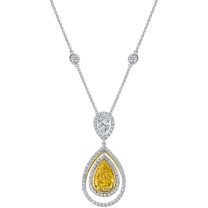 McCaskill & Company Signature Collection JNK060 18K White and Yellow Gold with Fancy Yellow Diamond Pendant on Diamond 16" Chain
