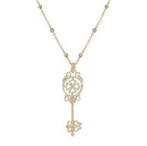 "Key Cross" Diamond Pendant on "Diamond Bezel" Chain Necklace