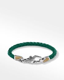Konstantino BKJ664-300-GRN Perseus Sterling Silver and Bronze on Green Leather Bracelet