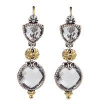 Konstantino SKMK3156-127 Pythia Sterling Silver and 18K Gold Wire Dangle Earring with Crystal