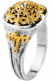 Konstantino DKJ90-109 Sterling Silver and 18K Gold Ring with Diamonds