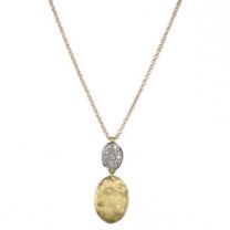 Marco Bicego "Siviglia" 18K Yellow Gold & Diamond Pave Two Bead Pendant