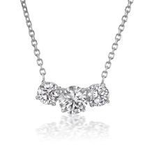 McCaskill & Company Signature Collection 8004-C 18K White Gold Three-Stone Diamond Legacy Pendant Necklace