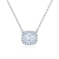 Kwiat N-9939-90-DIA-PLAT Silhouette Pendant with a Kwiat Cushion Diamond in Platinum