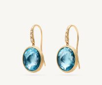 Marco Bicego OB1739-AB-TP01-Y "Jaipur" 18K Gold Gemstone Stud Drop Earrings with Diamonds - Blue Topaz