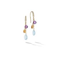 Marco Bicego OB1742-AB-MIX01T-Y "Paradise" 18K Yellow Gold Diamond Topaz and Mixed Gemstone Short Drop Earrings