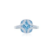 Argyle Small Ring with Aquamarines and Diamonds in 18K White Gold