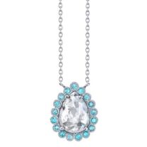 "Rose" Diamond with Paraiba Tourmaline Pendant