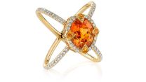 Erica Courtney RG315-GAM "Saturn" Mandarin Garnet with Orange Sapphire and Diamond Ring