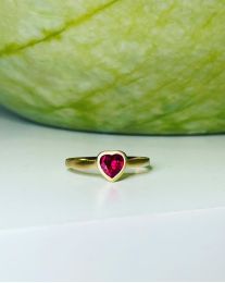Kimberly Collins RI-Y-RB-HT-Y.26 Yellow Gold Heart Shape Ruby Yumdrop Ring