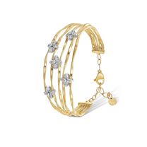 Marco Bicego SB29-B3-YW "Marrakech Onde" 18K Yellow and White Gold Five Strand Bangle with Diamond Flowers