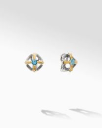 Delos Sterling Silver and 18K Gold Sky Blue Topaz Crest Earrings
